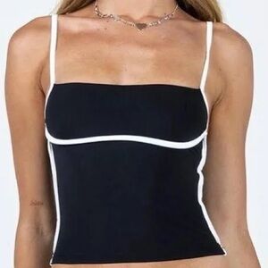 Classic Black Tank Top with Cream Trim
